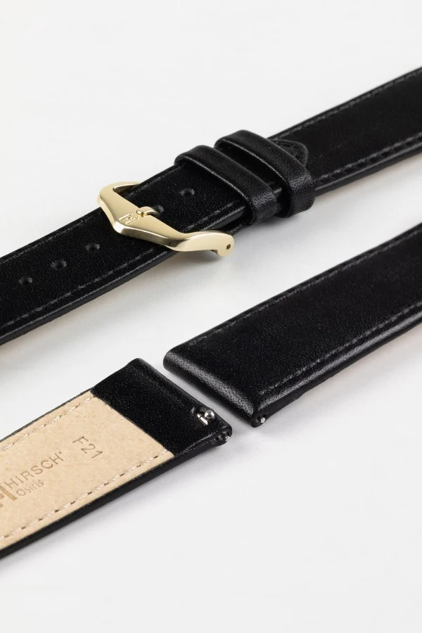 Hirsch OSIRIS Quick-Release Calf Leather Watch Strap in BLACK