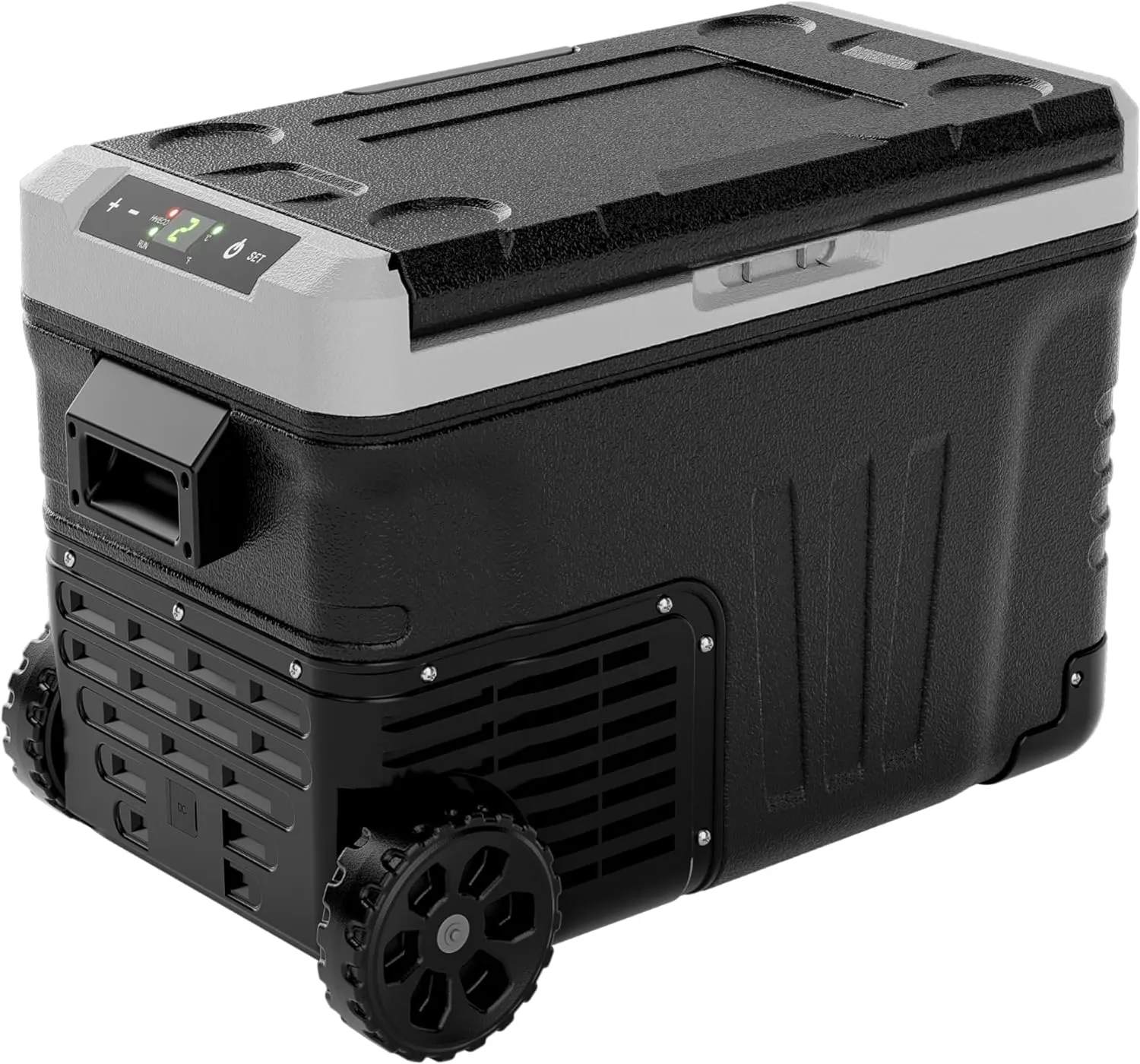 12 Volt Refrigerator, 53QT(50L) Electric Cooler, Portable Freezer 12V/24V DC 110-240V AC, 12V Fridge -4?H~68?H, 12V Cooler with Wheels & 2 Baskets for Travel, Truck, Boat, Camping