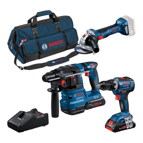 Bosch Professional Combo Kit GSR 18V 55   GWS 18V 7   GBH 18V 22 (incl. 2 batterie ProCORE 4.0Ah, caricabatteria GAL 18V 40, in borsa per gli attrezzi media) : Amazon.it: Fai da te