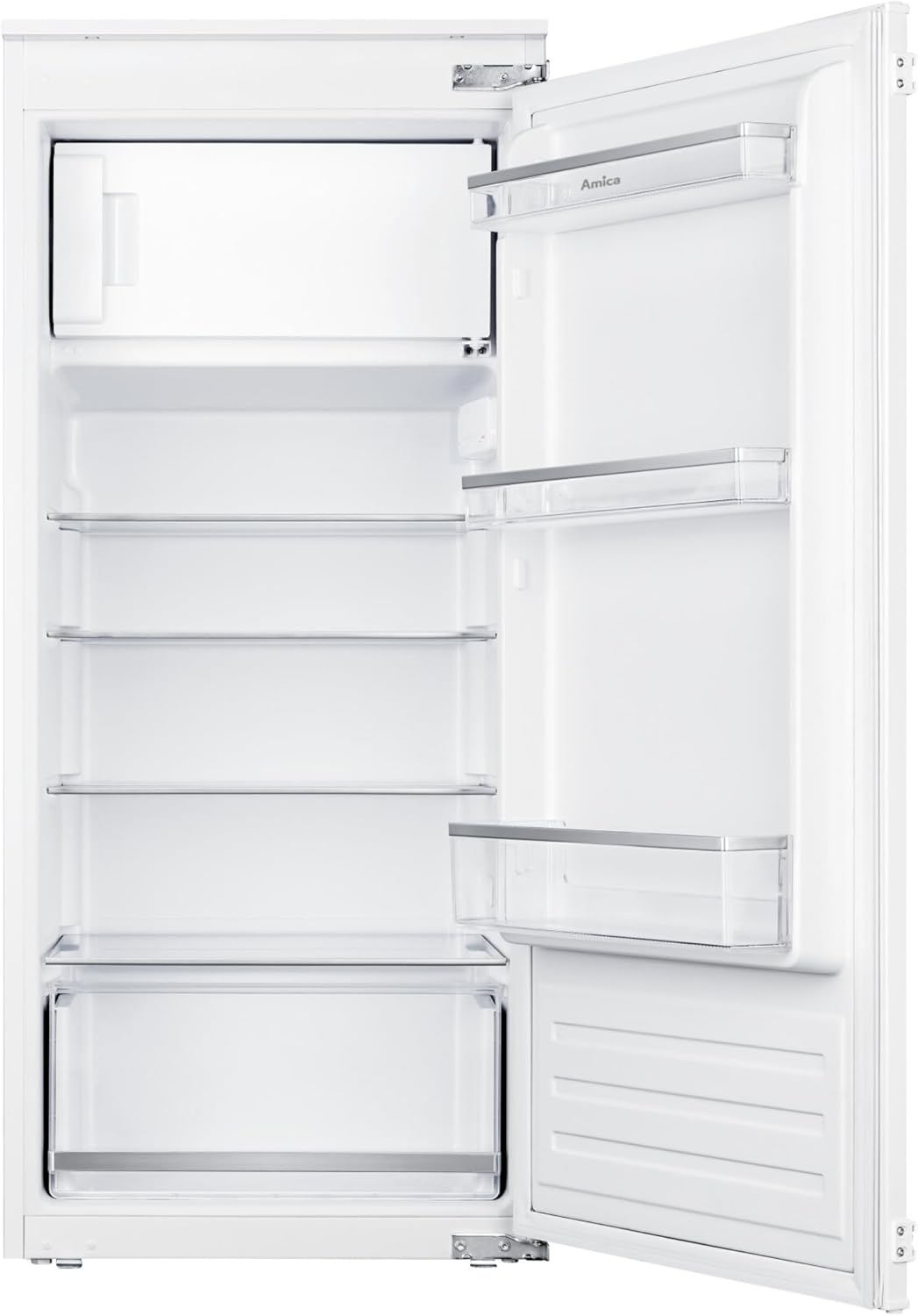 Amica Einbau Kühlschrank mit Gefrierfach 122 cm Nische Schlepptür Technik Inverter Motor elektronische Steuerung LED Beleuchtung Tür Offen Alarm