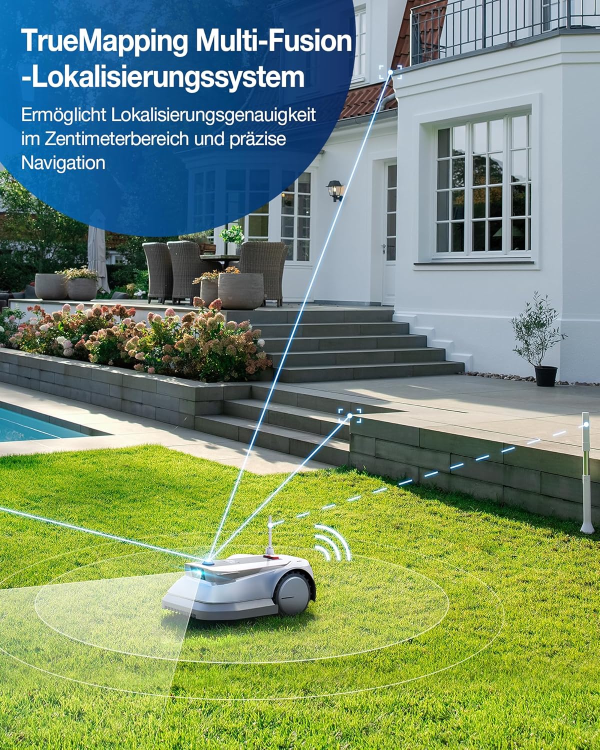 ECOVACS GOAT G1-800 Mhroboter ohne Begrenzungskabel 800㎡, Rasenmher Roboter mit TrueMapping-Multifusionslokalisierung,   Hindernisvermeidung, 16-Zonen-Management, 45% Steigung, Videomanager