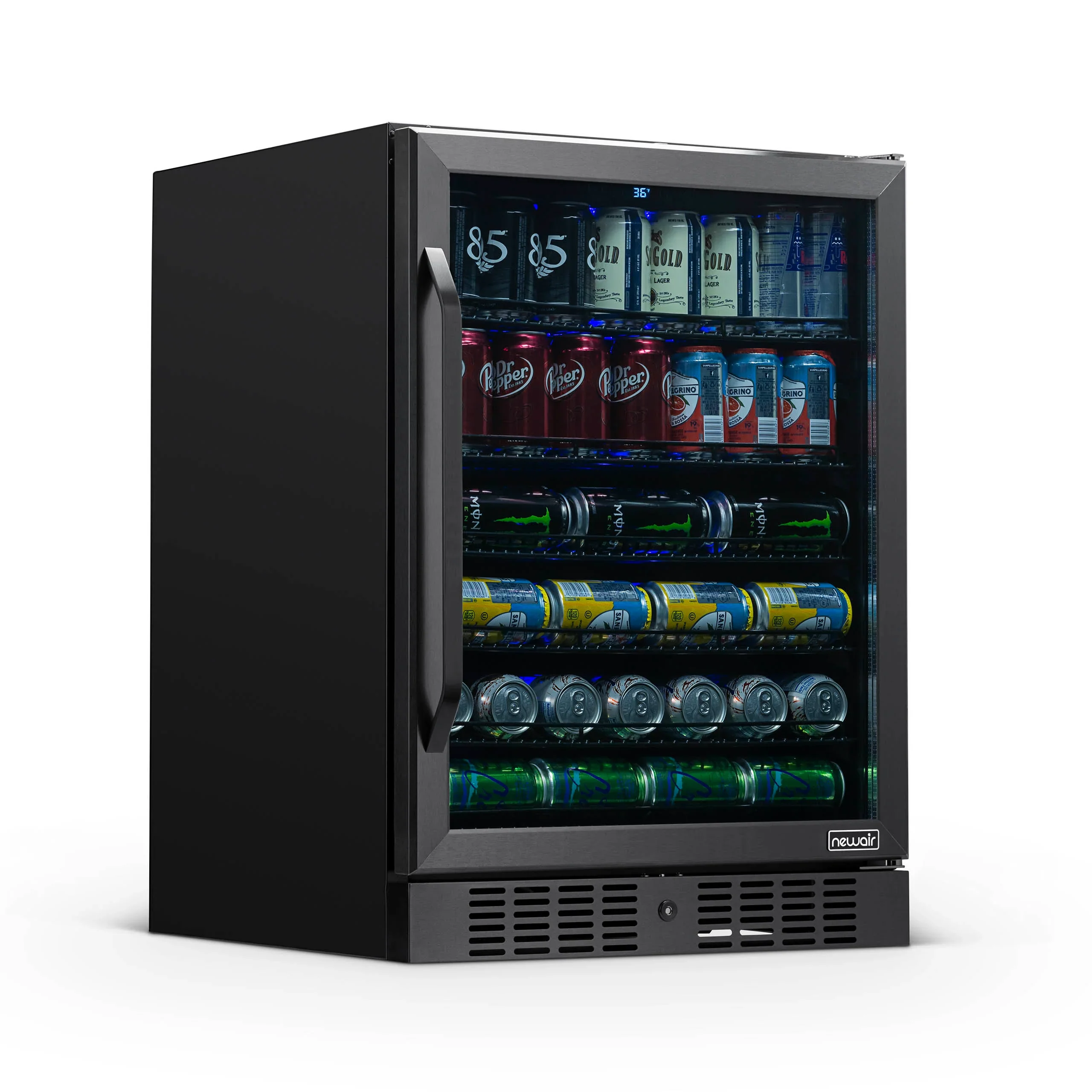 2025 Refrigerador Empotrable Newair® de 177 Latas – 24” – Acero Inoxidable Negro