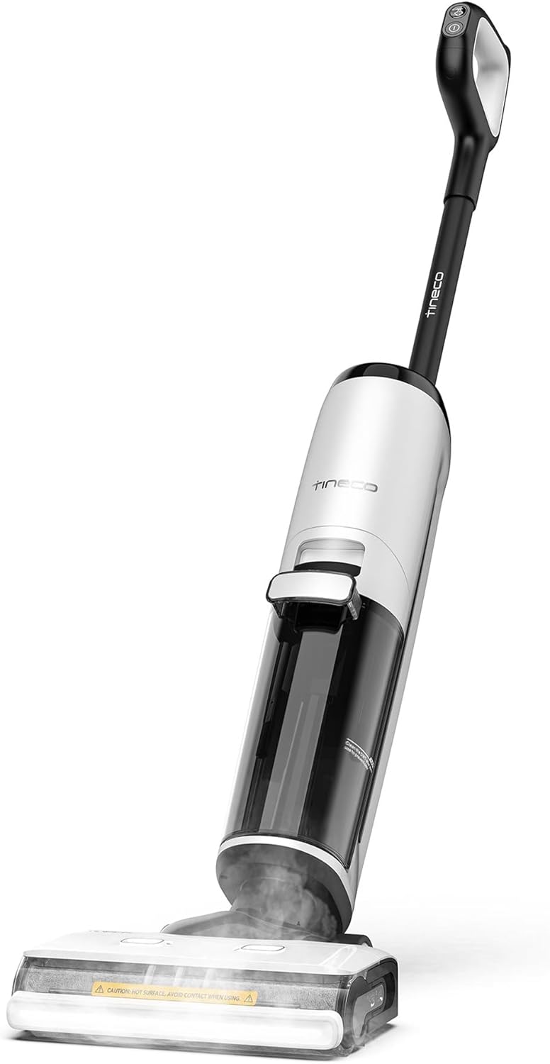 Tineco iFLOOR 5 Steam Nass Trockensauger, 120℃ Hochtemperatur-Dampf, Dampfreiniger mit Kabel, Selbstreinigung Nasssauger, Hartholz bodenreiniger für klebrige Verschmutzungen, Essensreste