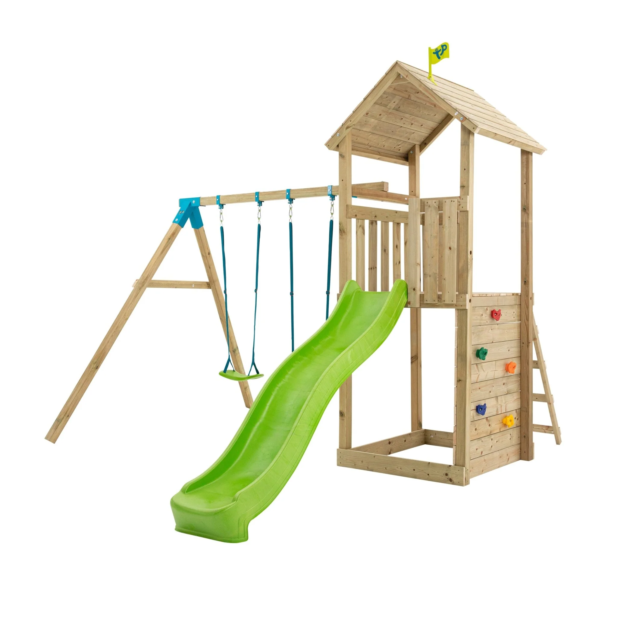 TP Skywood Klimtoren van Hout met Ripple Glijbaan en Dubbele Schommelarm - FSC? Gecertificeerd