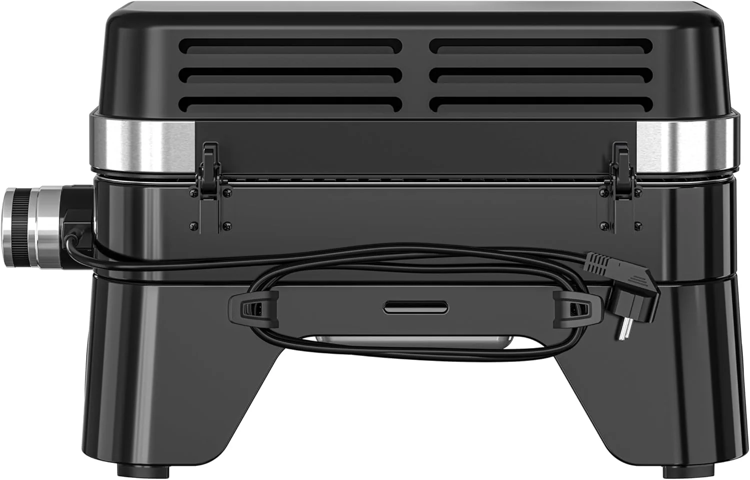 Campingaz Grill Attitude2go, gasbarbecue & elektrische barbecue, tafelbarbecue, draagbare balkon-, campingbarbecue, met deksel, thermometer en gietijzeren grillrooster, werkt op gas of elektriciteit