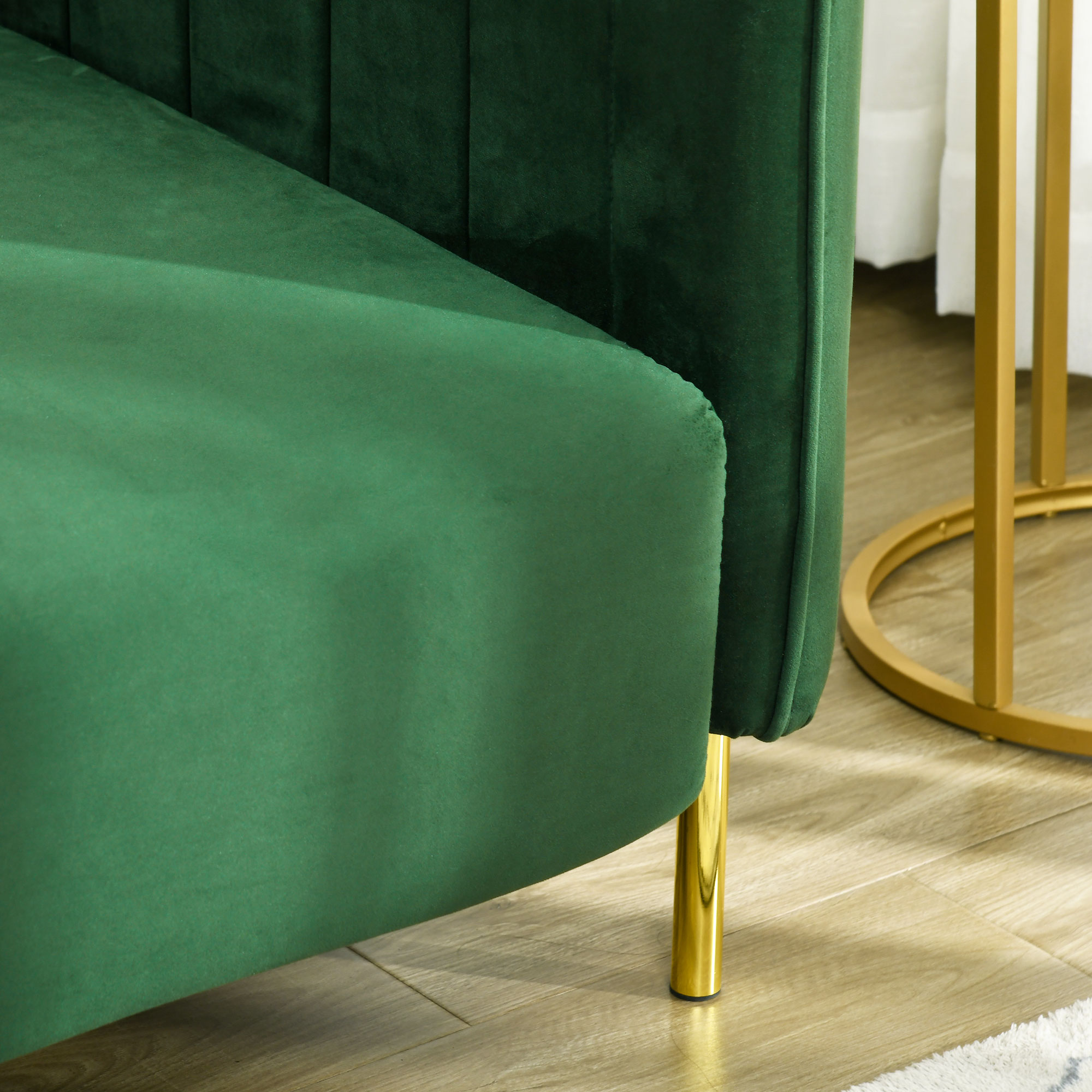 3-zitsbank, inclusief 2 kussens, fluwelen look, retro design, afneembare hoes, 195 cm x 88 cm x 76 cm groen