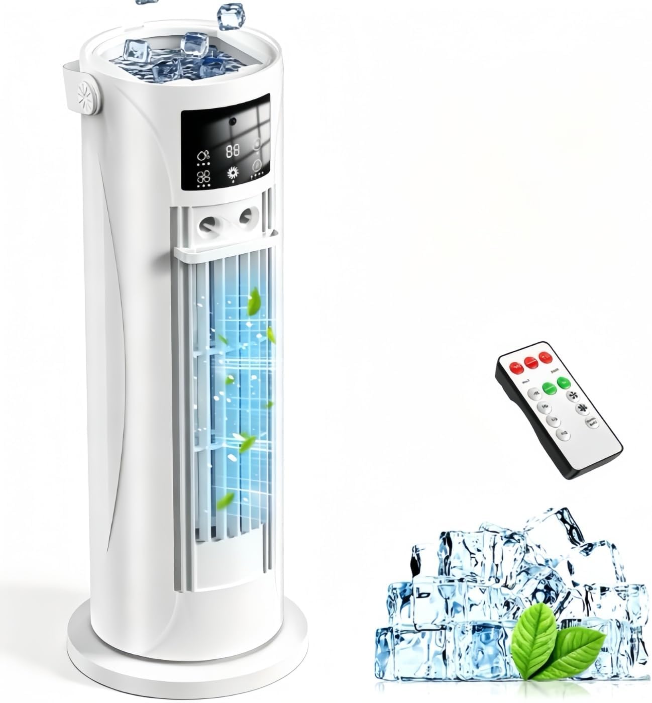 4-in-1 Mobiles Klimagerät, Luftkühler, 120° Oszillation, 4 Geschwindigkeitsstufen mit Schlafmodus, mini Klimaanlage für Zuhause & Camping（Perlweiß)
