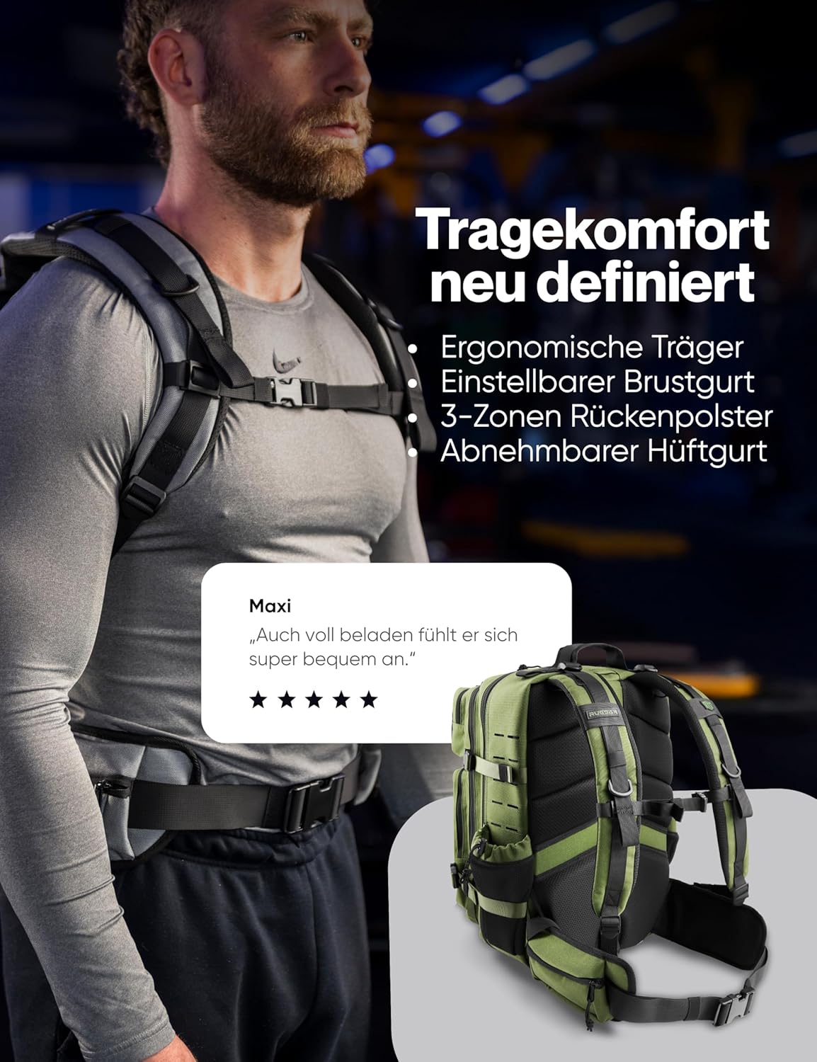 RUGSAK ALPHA | Taktischer Rucksack [20-45L] Wasserdicht & EXTREM Robust | Militär Survival Backpack | für Outdoor Arbeit Wandern Camping und Gym | Molle Reiserucksack Herren & Damen