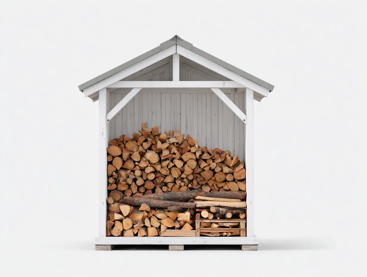 Kaminholzregal-Holz-Bitumen-128x72x162 cm-Weiß-Landhausstil