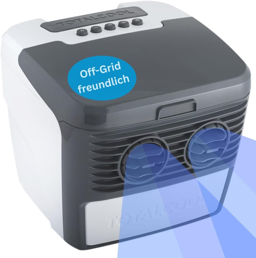 TOTALCOOL 3000 – Tragbarer Verdunstungsluftkühler 12 V/24 V/AC – Wohnwagen – Wohnmobil – Bootfahren – Angeln