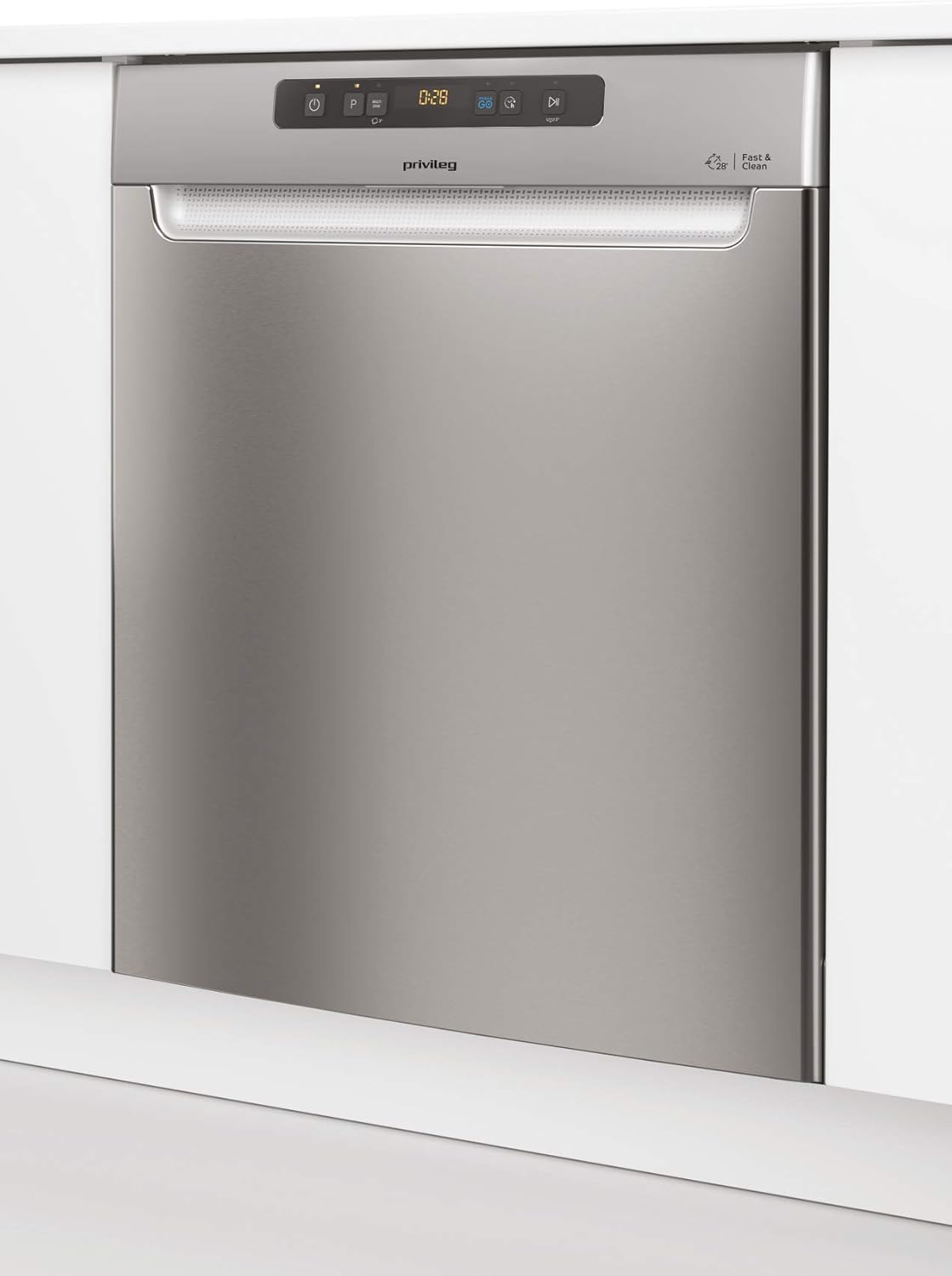 Privileg RUO 3T133 A F X Unterbau-Geschirrspüler 60 cm / 14 Maßgedecke / Fast&Clean 28’ / Auto Door / Push&Go / Option Multizone / Startzeitvorwahl / Vollwasserschutz [Energieklasse D]