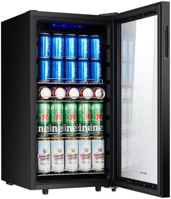 Kalamera Getränkekühlschrank, Bierkühlschrank mit Touch-Bedienfeld, 3-18°C Kühlzone, Flaschenkühlschrank 86 Liter, Blaue LED-Innenbeleuchtung, 41 dB, KRC-86GE