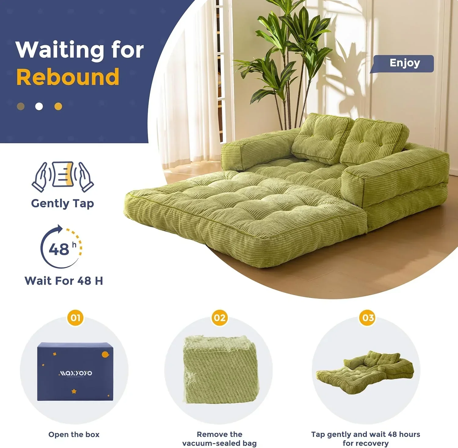 Folding Sofa Bed L-Shaped Convertible Sofa Bed with Armrests and Pillows