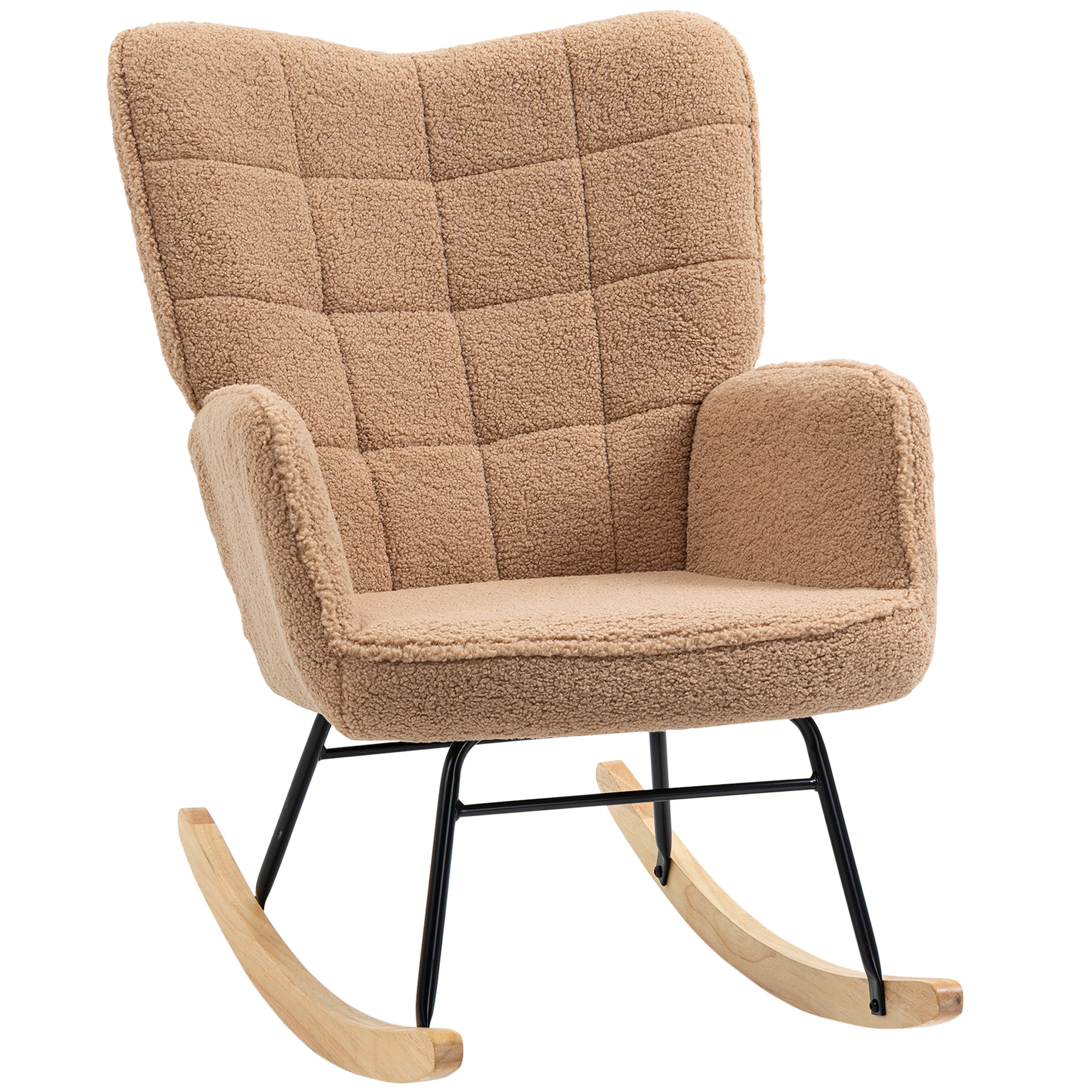 Schommelstoel in Retro-Design, Massief Hout, Stoel, Relaxstoel, 92 cm x 71 cm x 101 cm, Bruin