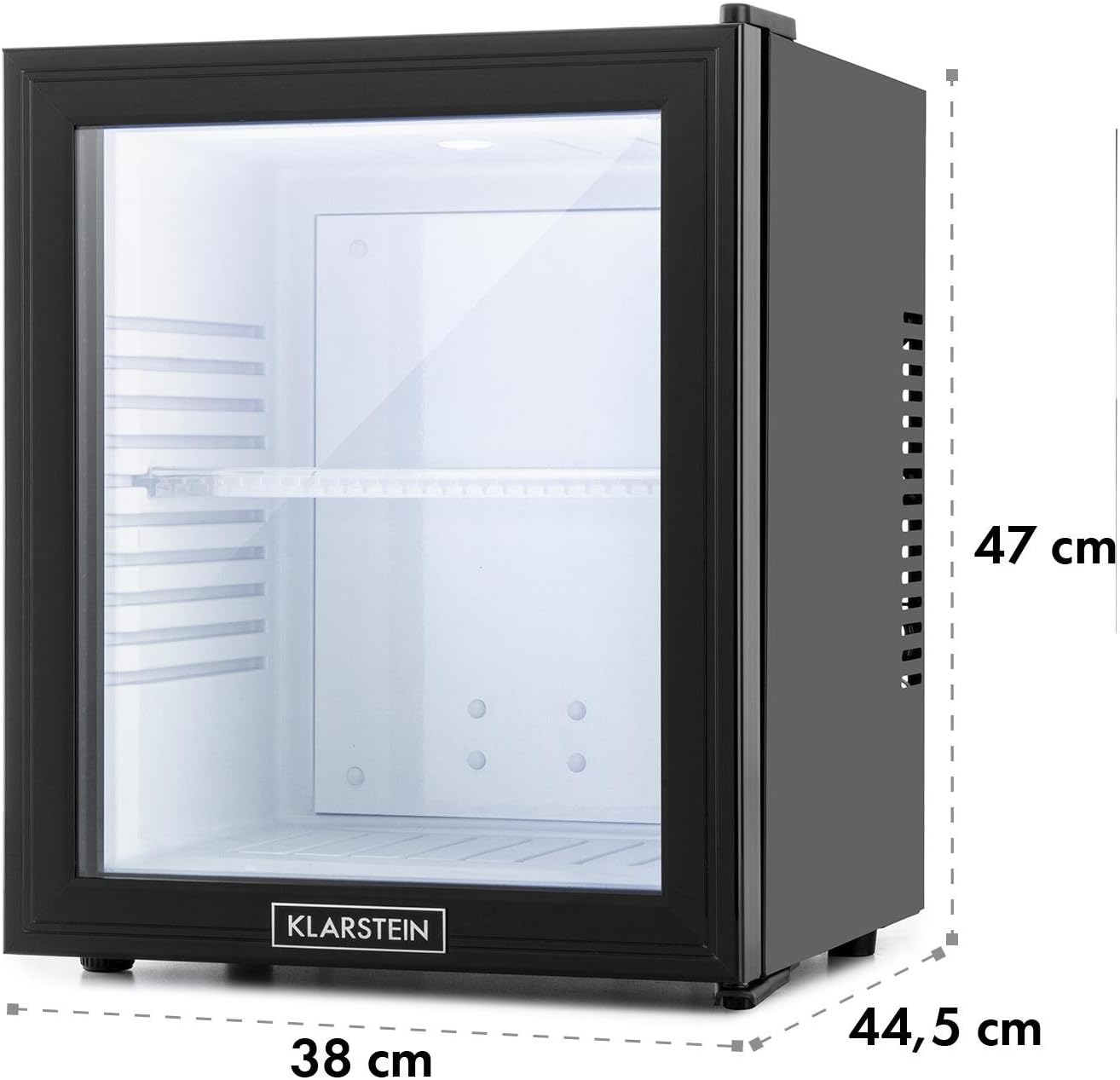 Klarstein MKS-13 Mini Kühlschrank Minibar Getränkekühlschrank mit Regaleinschub (36 Liter, leise, reinigungsfreundlich) schwarz-silber