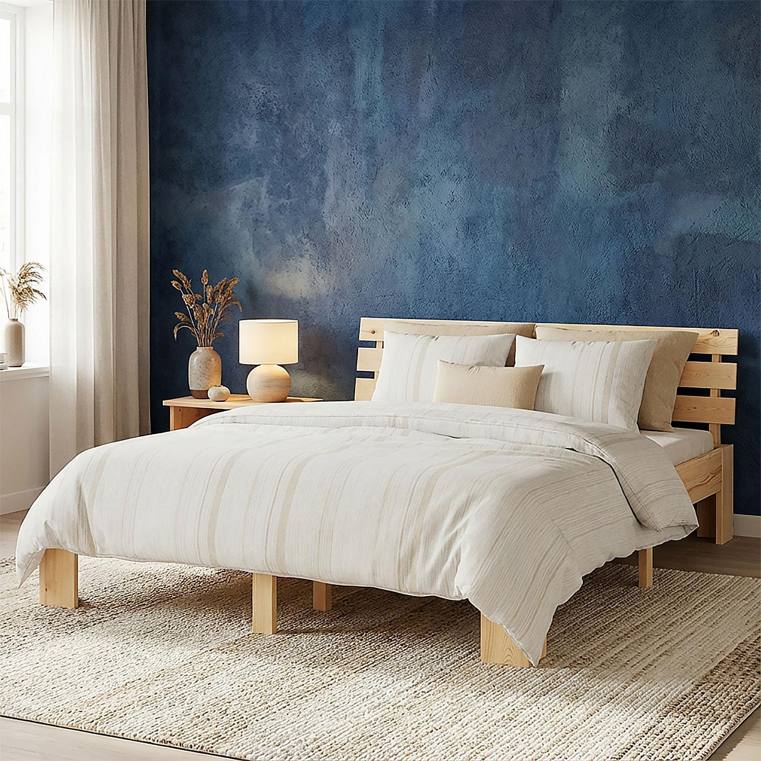 Homestyle4u Bett 180x200 mit Lattenrost Holzbett Massivholz Kiefer Doppelbett Schlafzimmer