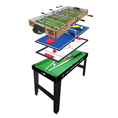 Sport1 Maxi Supertable calcetto multigioco 4 in 1. Calcetto balilla misure 122x60x81,5cm. Bigliardino da casa multiuso: calcetto 4 vs 4, ping pong, hockey, biliardo. Completo di accessori. Idea regalo : Amazon.it: Giochi e giocattoli