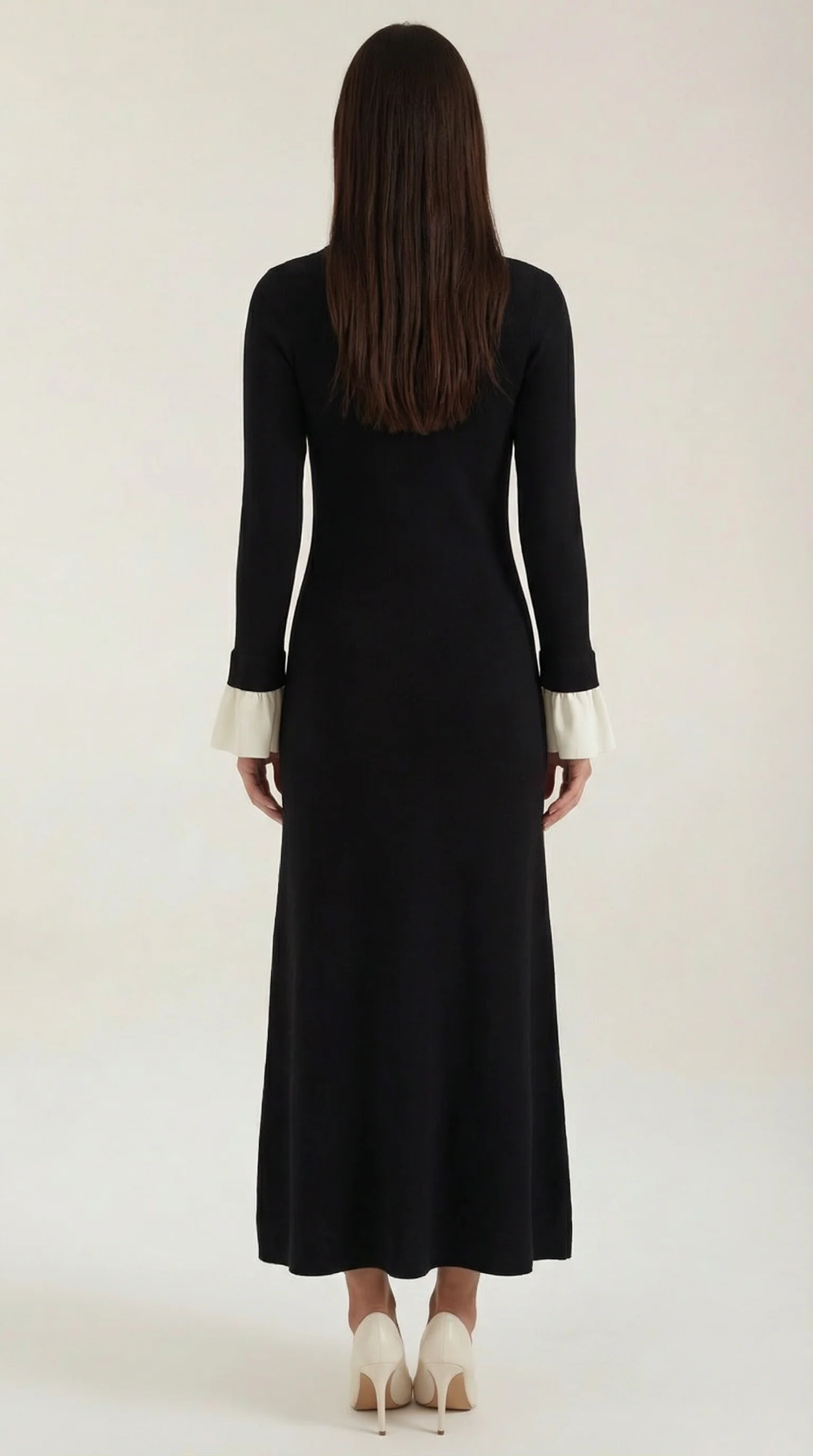 Strick-Maxikleid mit Polokragen