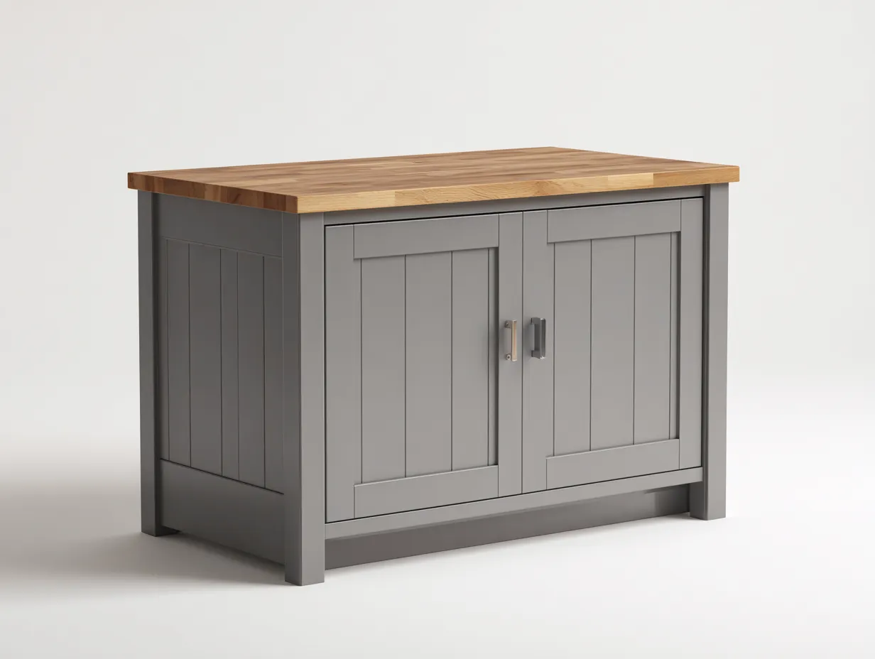 Sideboards-Holzwerkstoff-Massivholz-130x50x90 cm-Grau-Natur-Landhausstil