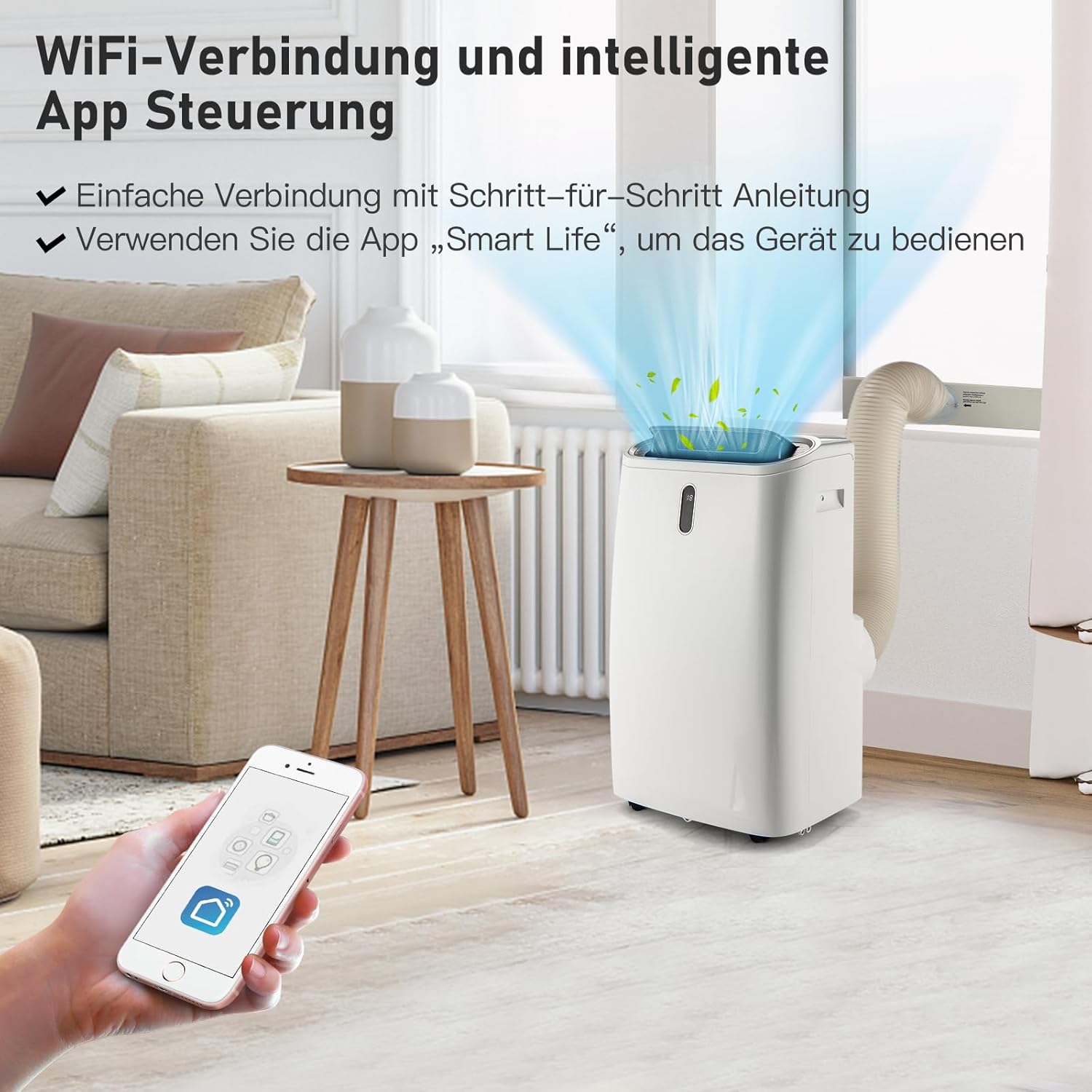 SOARS Klimaanlage mobil, 16000BTU 4,7kW, Kühlen & Heizen & Ventilieren & Entfeuchten, Klimagerät mit Abluftschlauch, Fernbedienung/App, 24H Timer, für Räume bis zu 50m² (16000BTU 4,7kW)