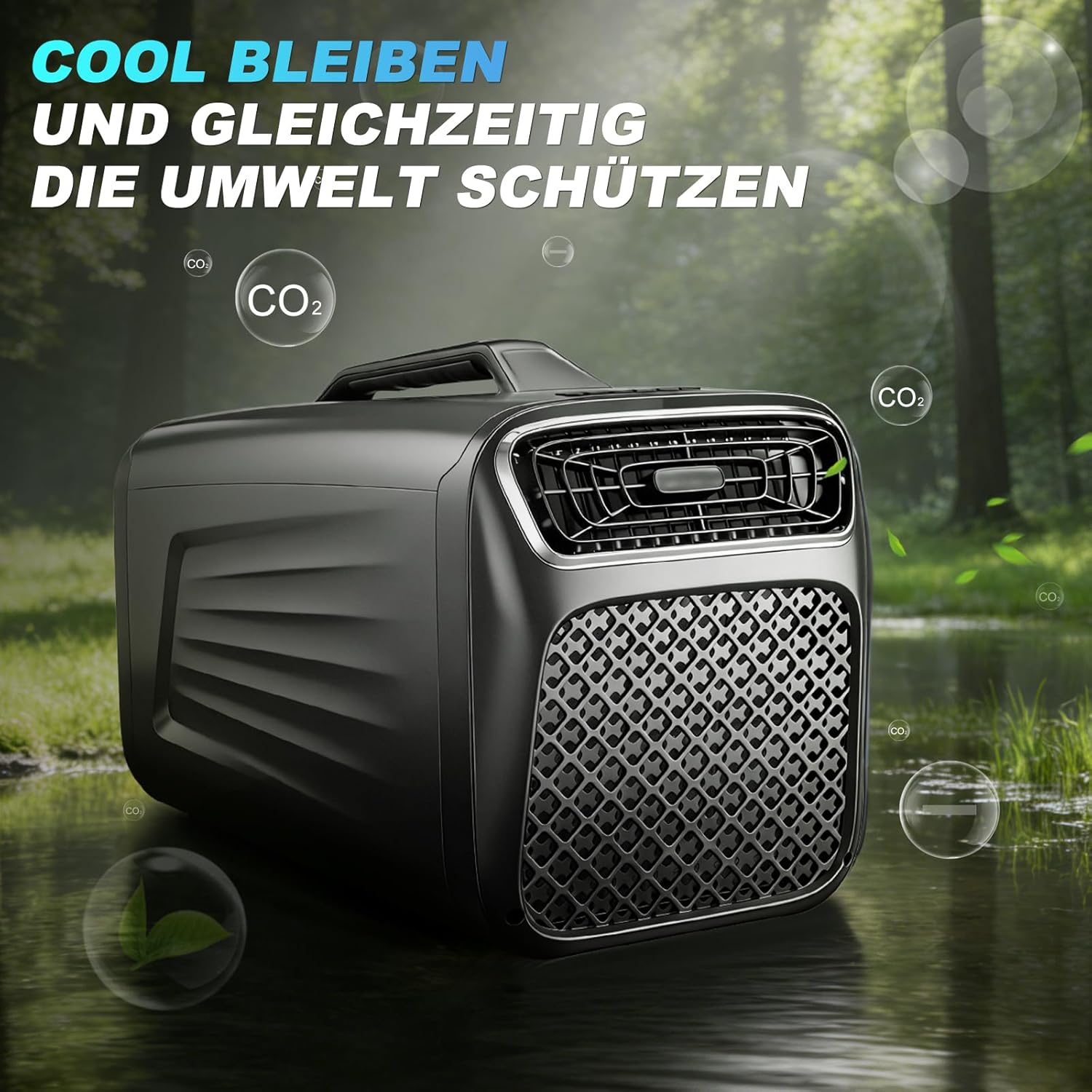 5200 BTU Mobile Klimaanlage mit Abluftschlauch, 10 sqm, 5 in 1 Klimagerät mit Kühlung Entfeuchter Ventilator Heizfunktion, Leise Klimaanlage, Tragbare Camping Klimaanlage für Zelt Wohnmobil Van