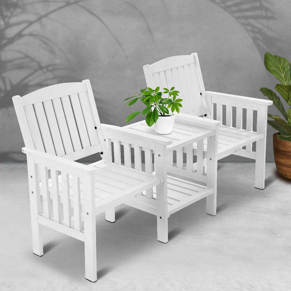 Weather-Resistant 2-Seater Garden Bench with Table, Gardeon
