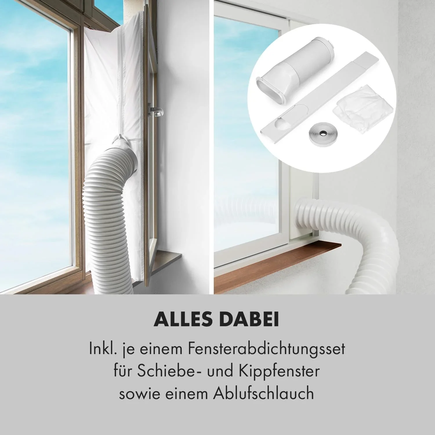 Klarstein Mobile Klimaanlage mit Abluftschlauch, 3-in-1 Klimager?t mit Ventilator, Luftentfeuchter & Nachtmodus, Kleine & Portable Klimaanlage f��r Wohnung & B��ro, 12000 BTU Niedrig Verbrauch