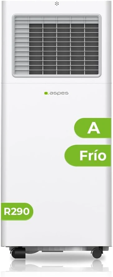 Aspes Aire Acondicionado Portátil, 9000 BTU. AAAP900F. Solo frío, Display LED Táctil, Temporizador, Mando a Distancia, Kit instalación ventana incluido, Clasificación Energética A