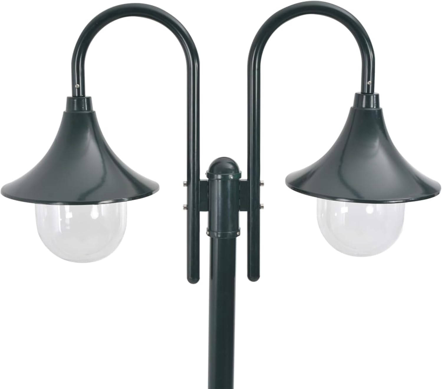 Garten-Pollerleuchte E27 220 cm Aluminium 2-Laterne Dunkelgrün Gartenpfostenleuchten Model44217