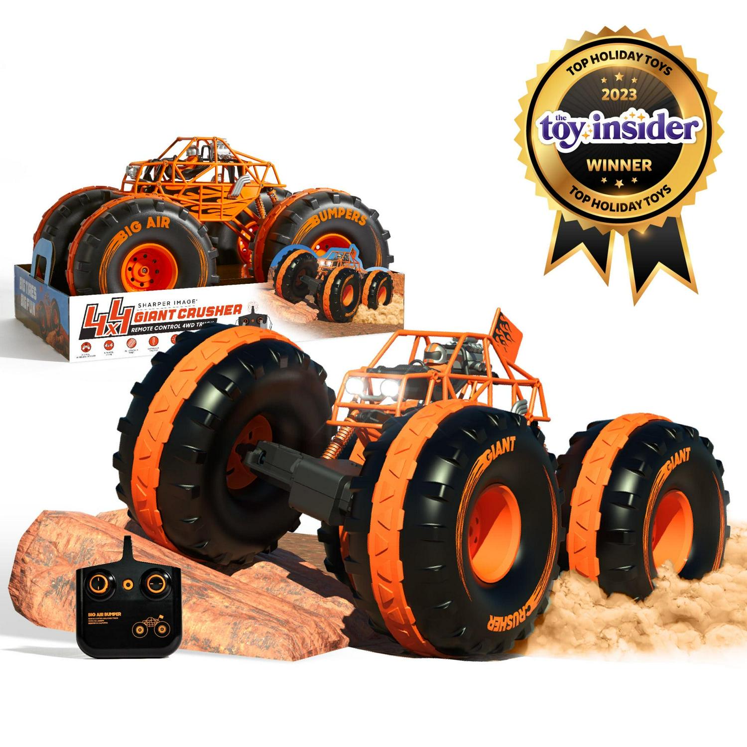 Sharper Image® 4×4 Giant Crusher Remote Control 4WD Truck. High-Speed Off-Road Monster Truck. Orange