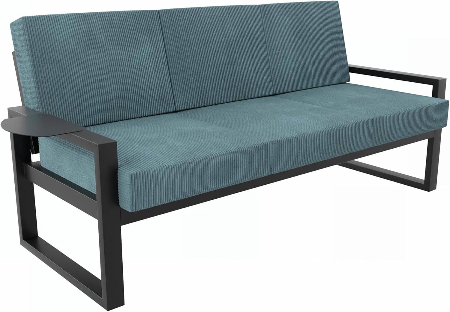 Gartensofa, 1x Dreisitzer, Metallrahmen mit Cordstoff Kissen, Terrassensofa, Outdoor Sofa, für Terrasse, Balkon, Garten, Ozeantiefe