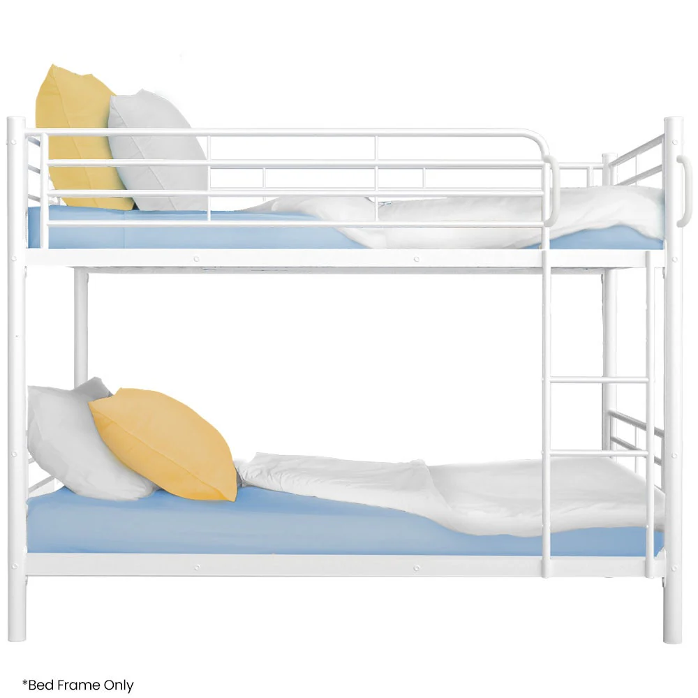 KINGSTON SLUMBER 2in1 Single Metal Bunk Bed Frame, with Modular Design, Matte White