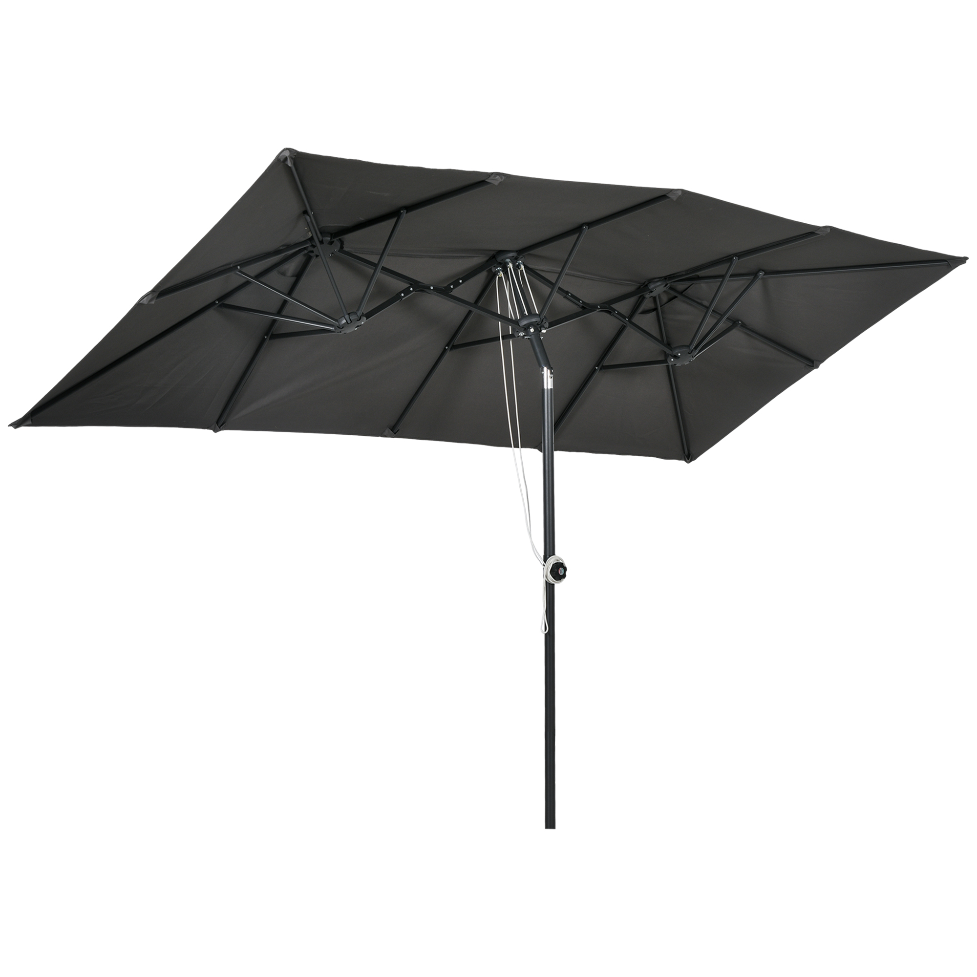Grote parasol, verstelbaar in hoogte en kantelbaar, 150x295x170-214 cm, Grijs