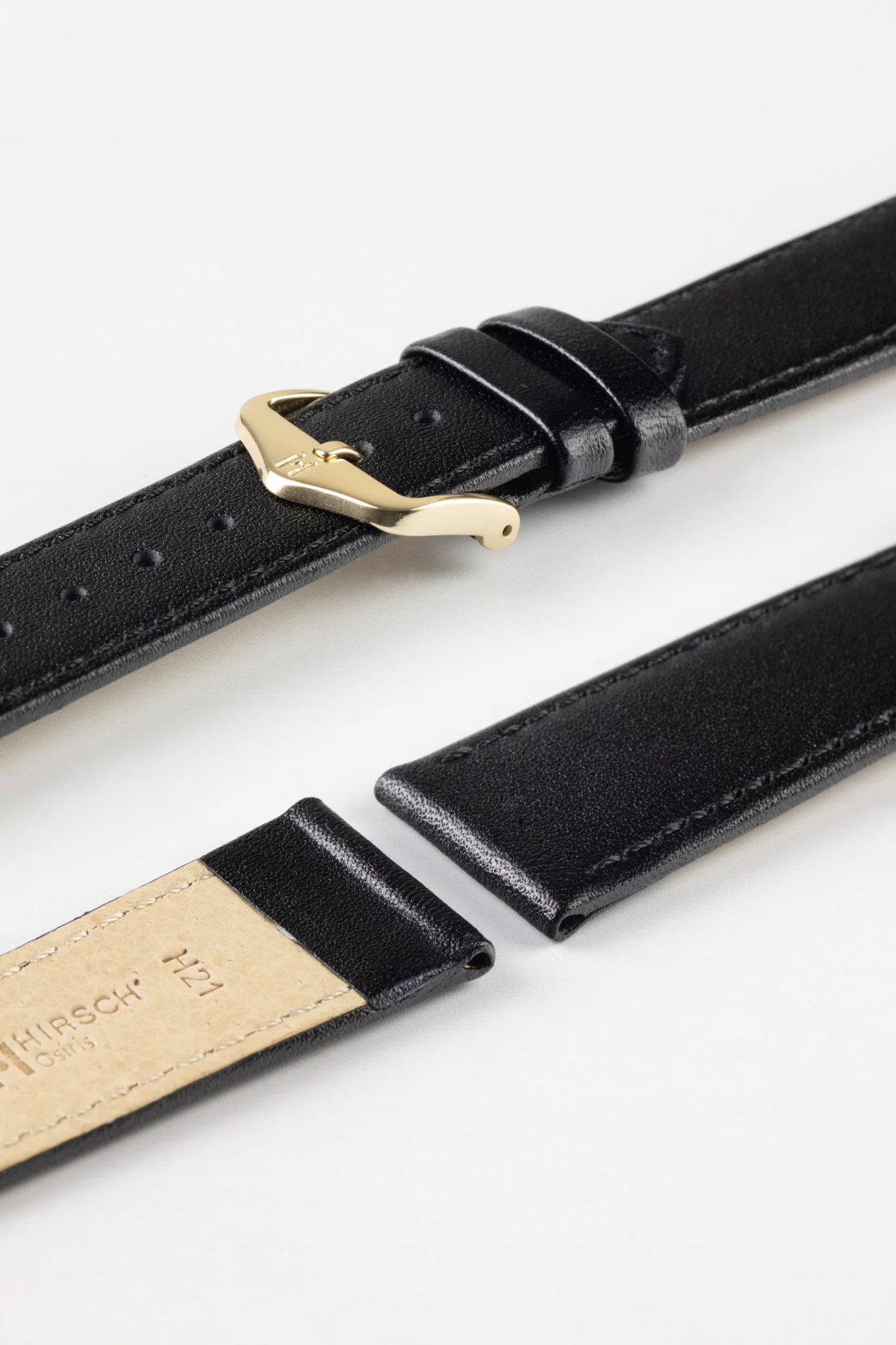 Hirsch OSIRIS NQR Calf Leather Watch Strap in BLACK