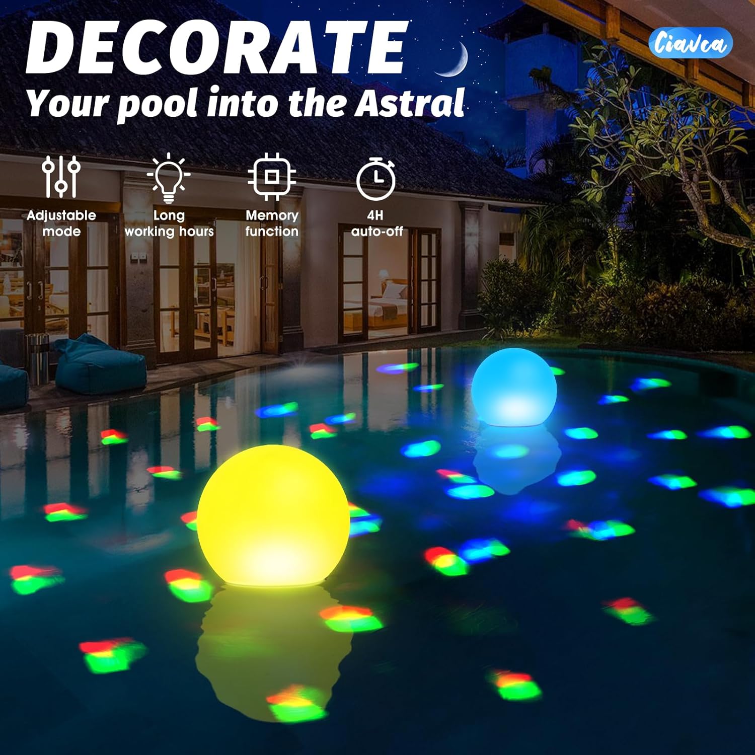 Wiederaufladbare schwimmende Pool-Lichter, 15,2 cm, leuchtende Poolkugeln mit Unterwasser-Lichtern, Farbwechsel-LED-Pool-Licht, das schwimmt, IP68 wasserdicht, schwimmendes Licht für Pool, Party