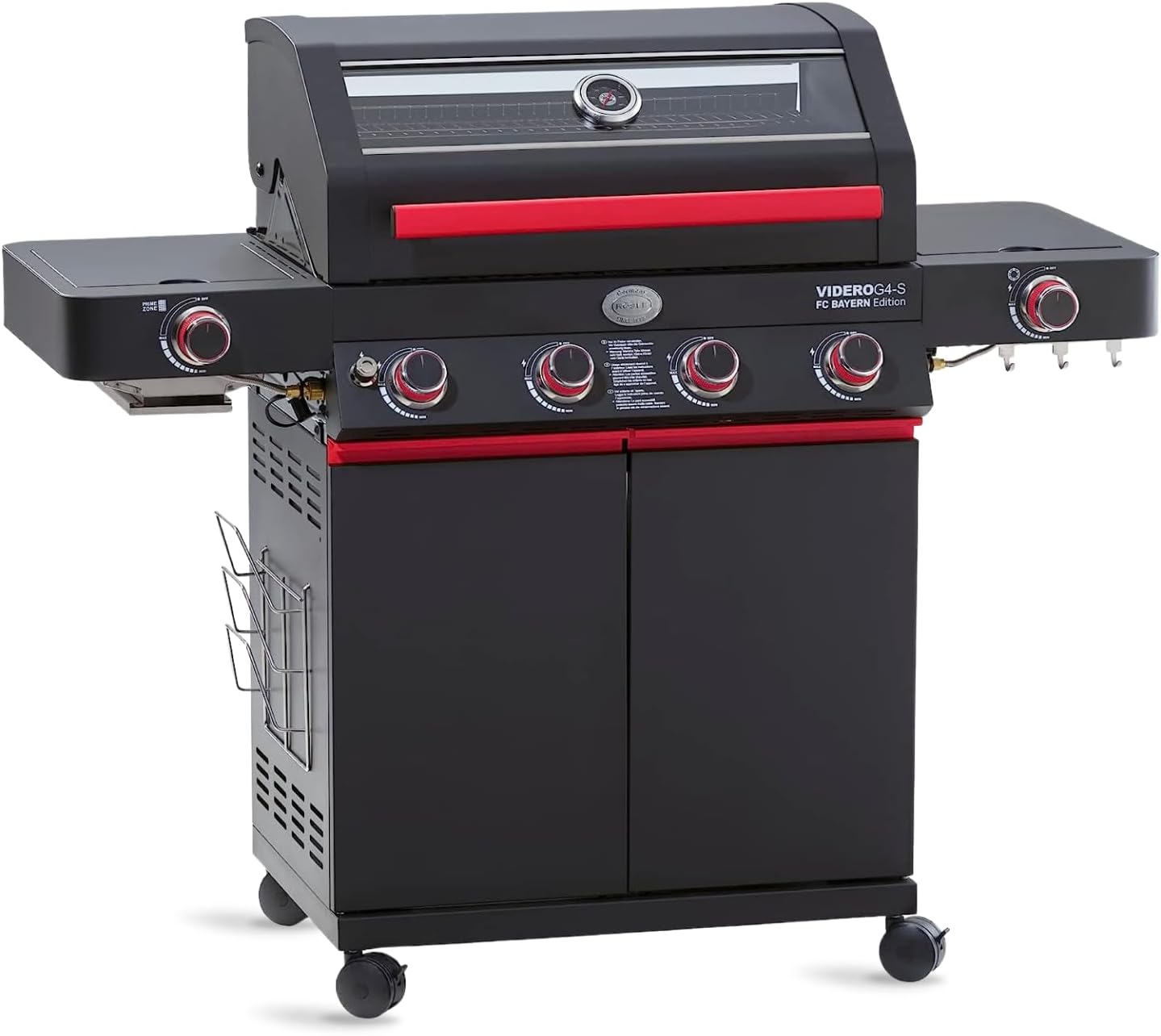 RÖSLE Elektrogrill BBQ-Portable Videro E2-P, tragbarer Tischgrill mit 2 Brennern, Warmhalterost und Deckel mit Glaseinsatz, pulverbeschichteter Stahl, schwarz/silbern