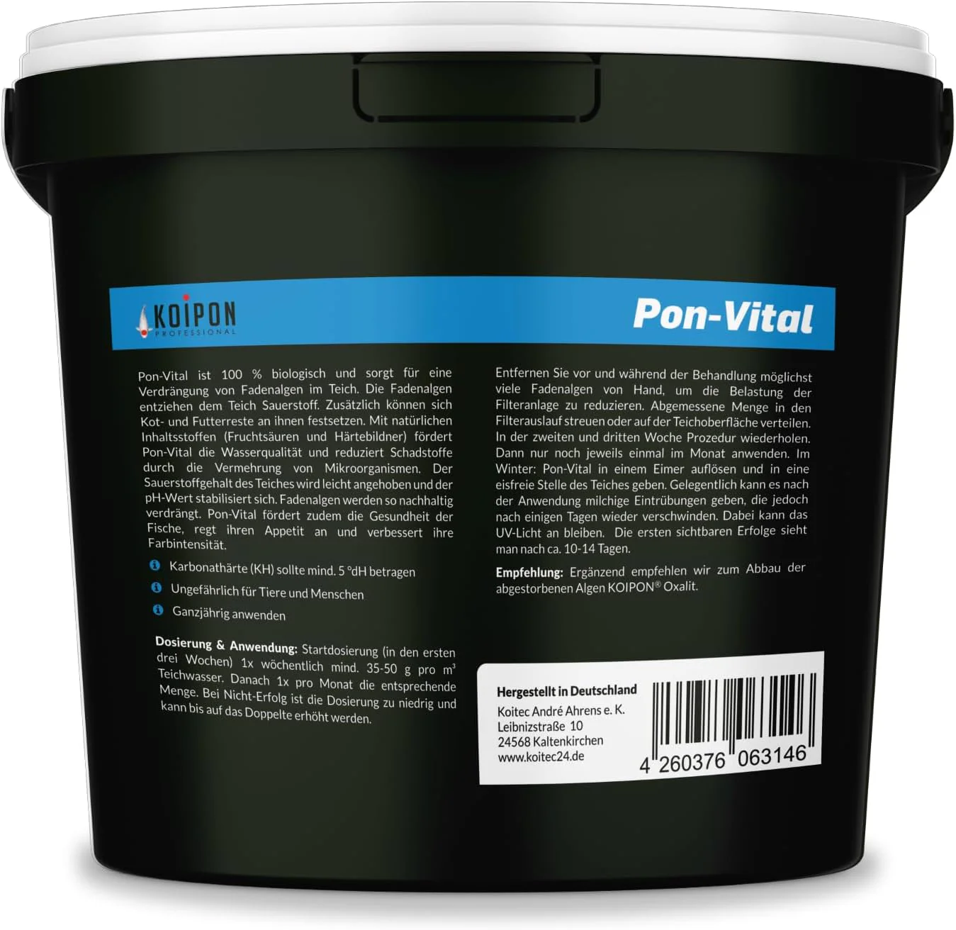 KOIPON Pon-Vital 25 kg, Het 100% biologische alternatief voor draadalgenverdelgers tegen algengroei en draadalgen in de vijver