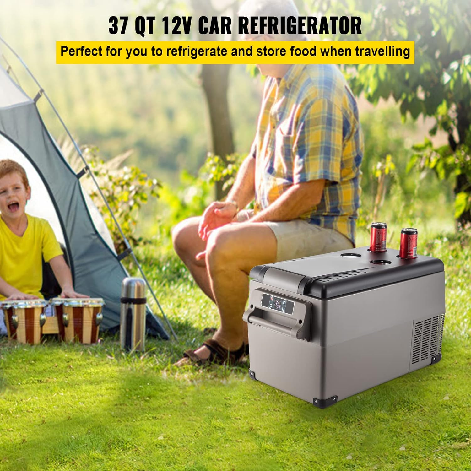 VEVOR Réfrigérateur thermique portable 35 L pour voiture réfrigérateur portable électrique de voyage pour voiture mini réfrigérateur pour voiture mini réfrigérateur pour boissons avec LCD