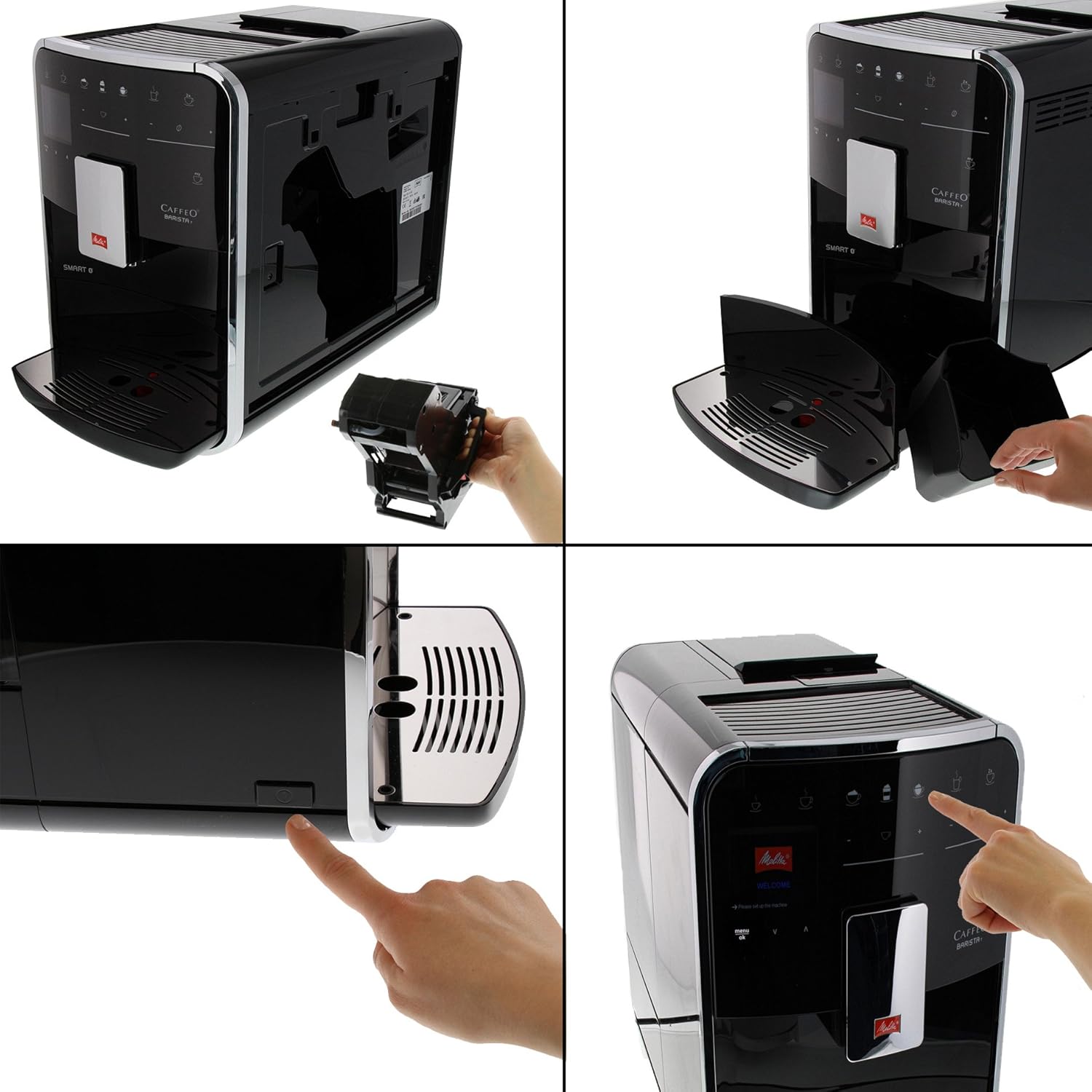Melitta Barista T Smart - Kaffeevollautomat mit Milchsystem, Kaffeemaschine mit Mahlwerk, für z. B. Cappuccino oder Espresso, App Steuerung möglich, schwarz/silber