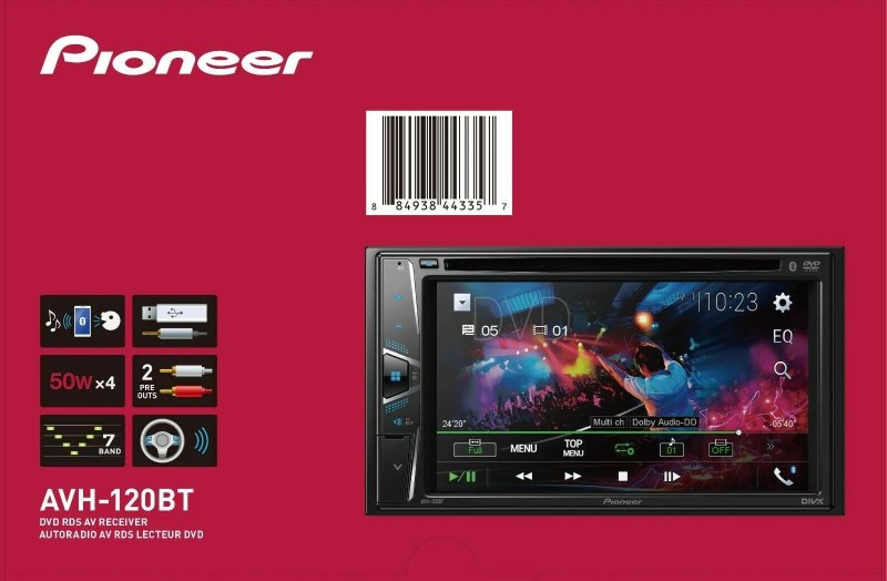 Pioneer Avh-120bt 6.2 Dvd/mp3/cd Player Touchscreen Bluetooth