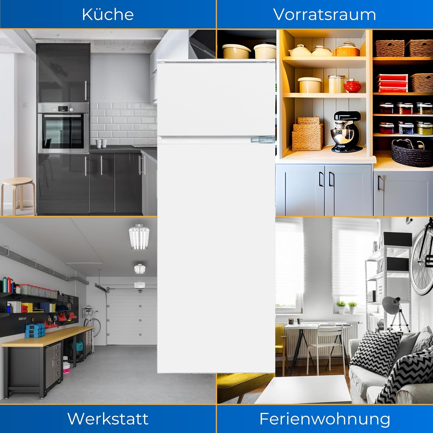 Exquisit Einbaukühlschrank mit Gefrierfach EKGC265-40-040E | Einbau Kühl-Gefrierkombination 145 cm | 205 l | Schlepptür | Inverter | Weiß | LED