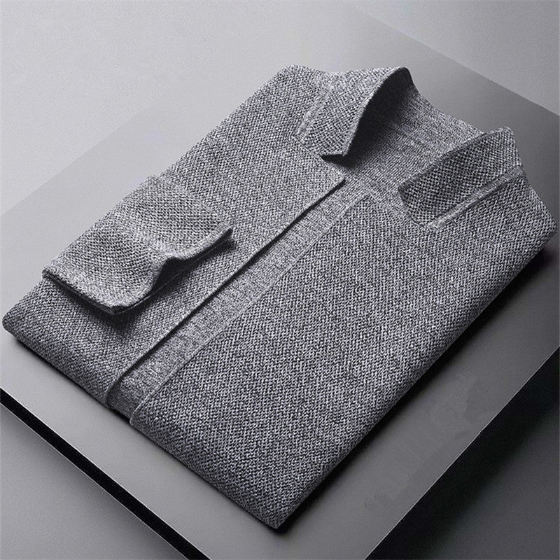 Strukturierte Strickjacke mit Stehkragen f��r Herren