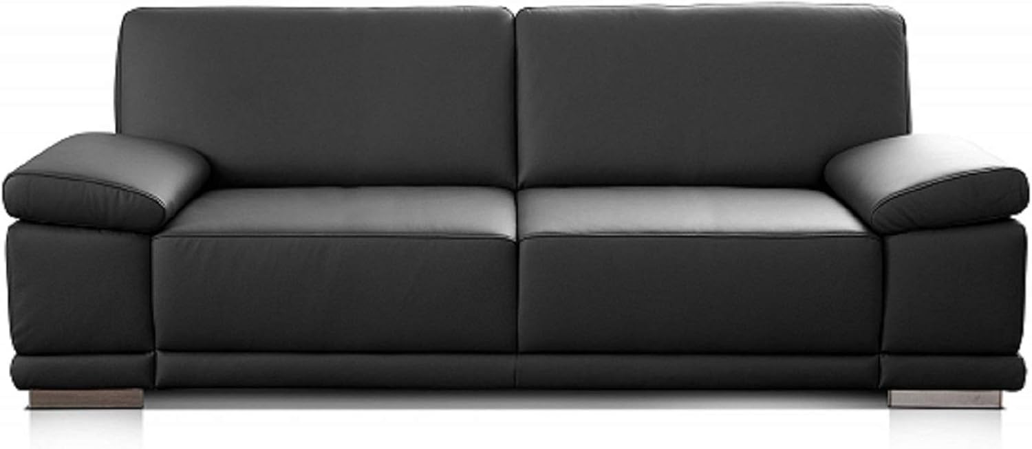 CAVADORE 3,5-Sitzer Sofa Corianne in Kunstleder / Große Ledercouch in hochwertigem Kunstleder und modernem Design / Mit verstellbaren Armlehnen / 248 x 80 x 99 / Schwarz