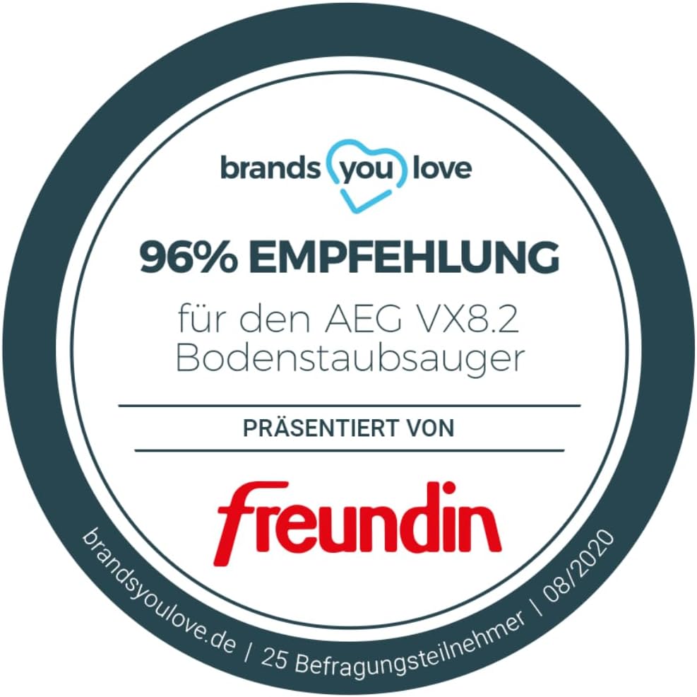 AEG VX82-1-KO Staubsauger / 75% Recyclingmaterial / autom. Saugkraftregulierung / extrem leise auch auf Teppich / Aufnahme von groen + kleinsten Partikeln / langes Kabel / 600W / schwarz