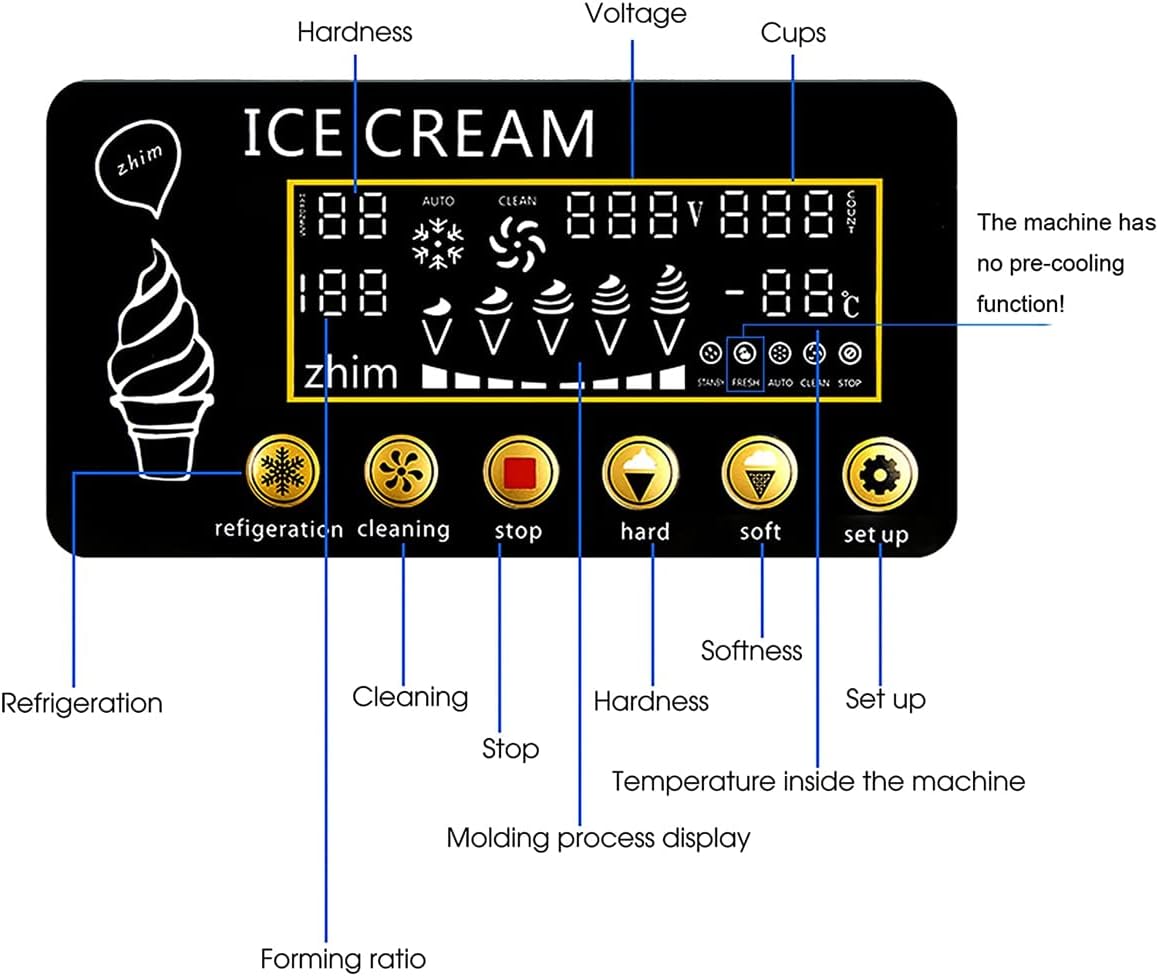 Máquina de Helados de 3 sabores de 18 l/h, máquina Comercial de Helados fangosos de 1200 W con Pantalla LED, Limpieza automática, para Hacer Helados, sorbetes y Yogur Helado
