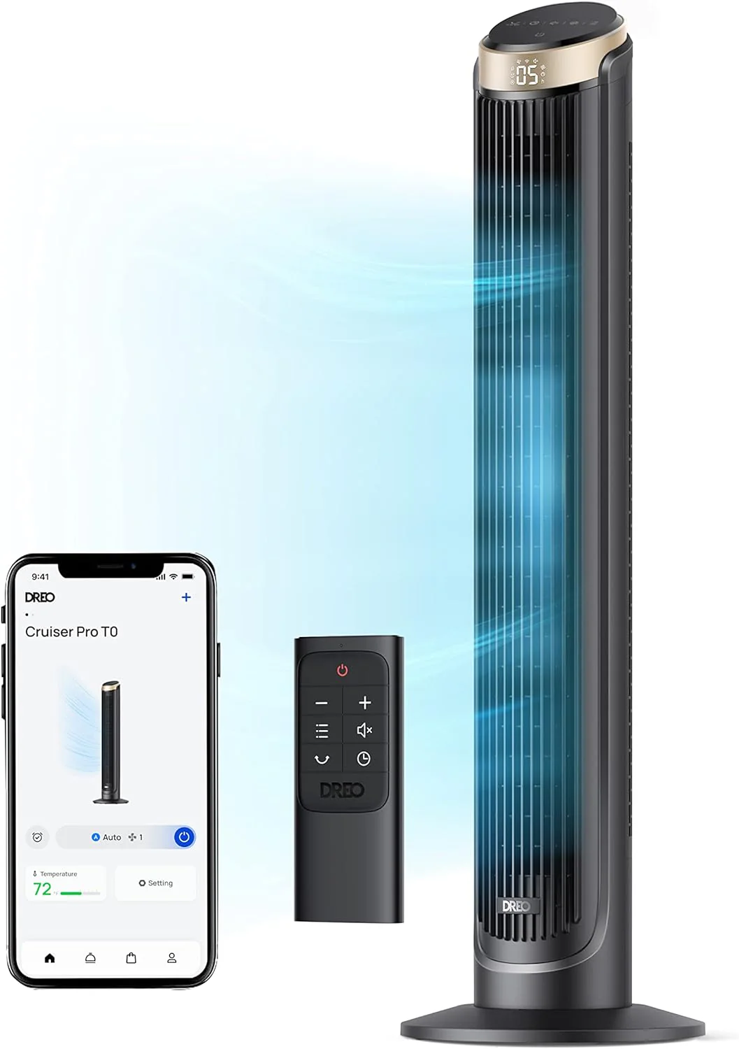 DREO Smart Tower Fan for Bedroom. Standing Fans for Indoors. 90掳 Oscillating. 26ft/s Velocity Quiet Floor Fan with Remote. 12H Timer. Voice Control Fans for Indoors. Compatible with Alexa