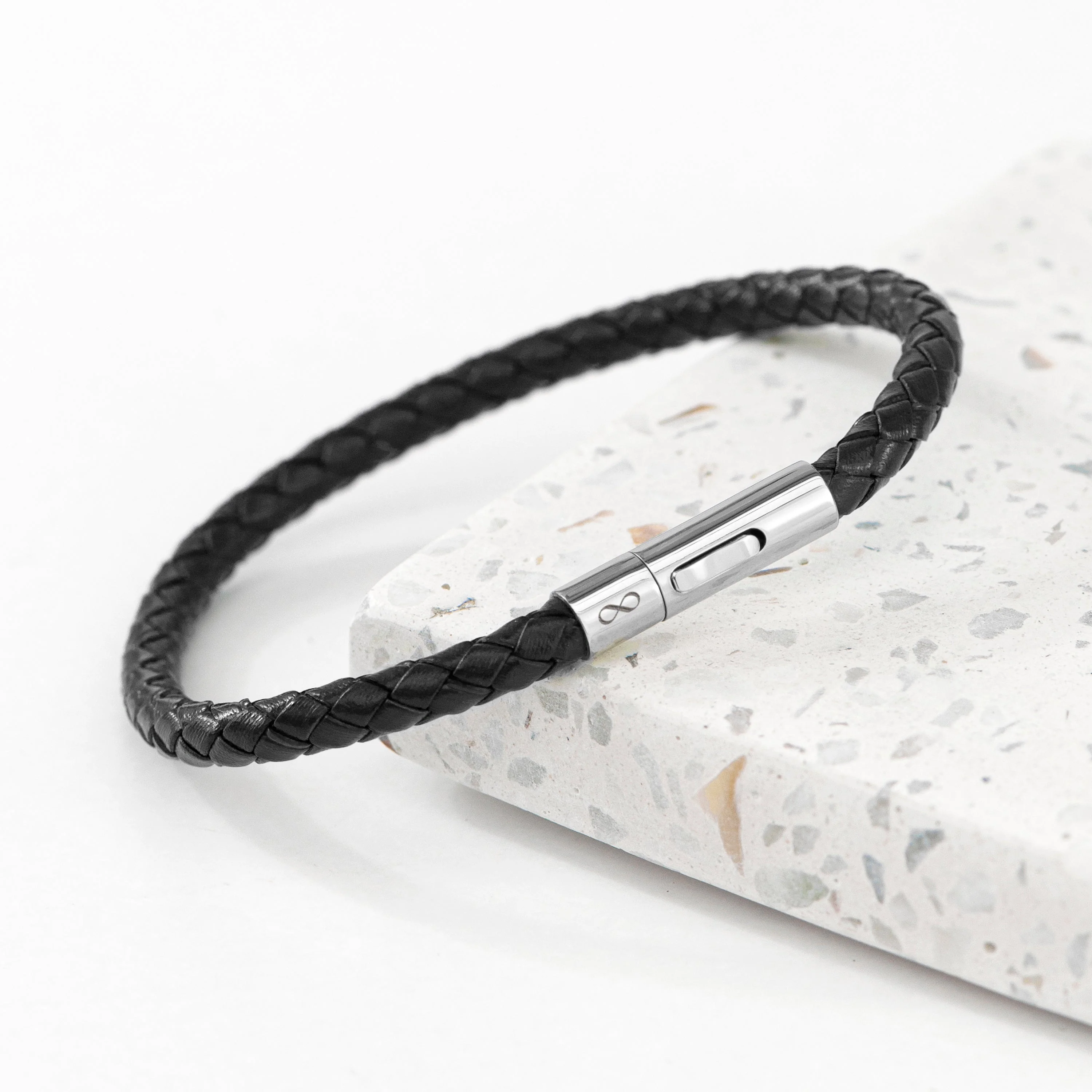 Personalised Men's Infinity Capsule Leather Bracelet