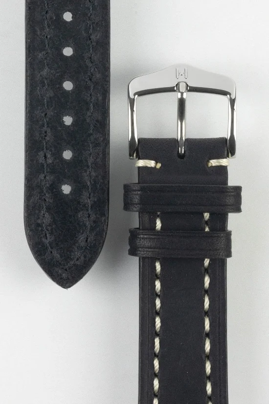 Hirsch LIBERTY Leather Watch Strap in BLACK
