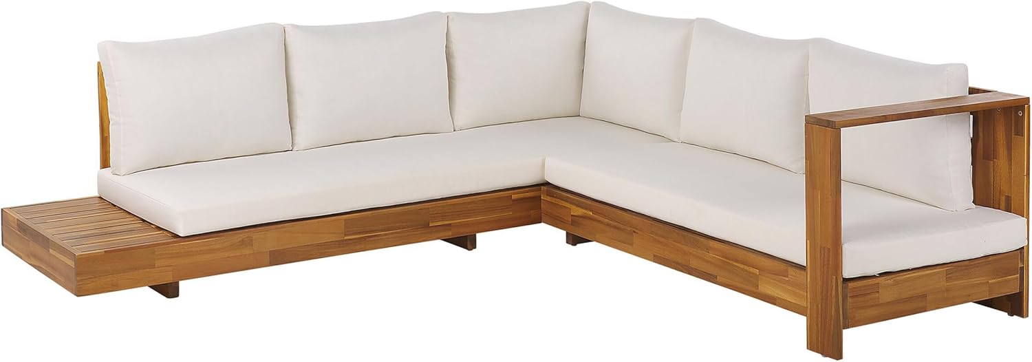 Beliani Lounge Set zertifiziertes Akazienholz braun 5-Sitzer Auflagen cremeweiß Marettimo