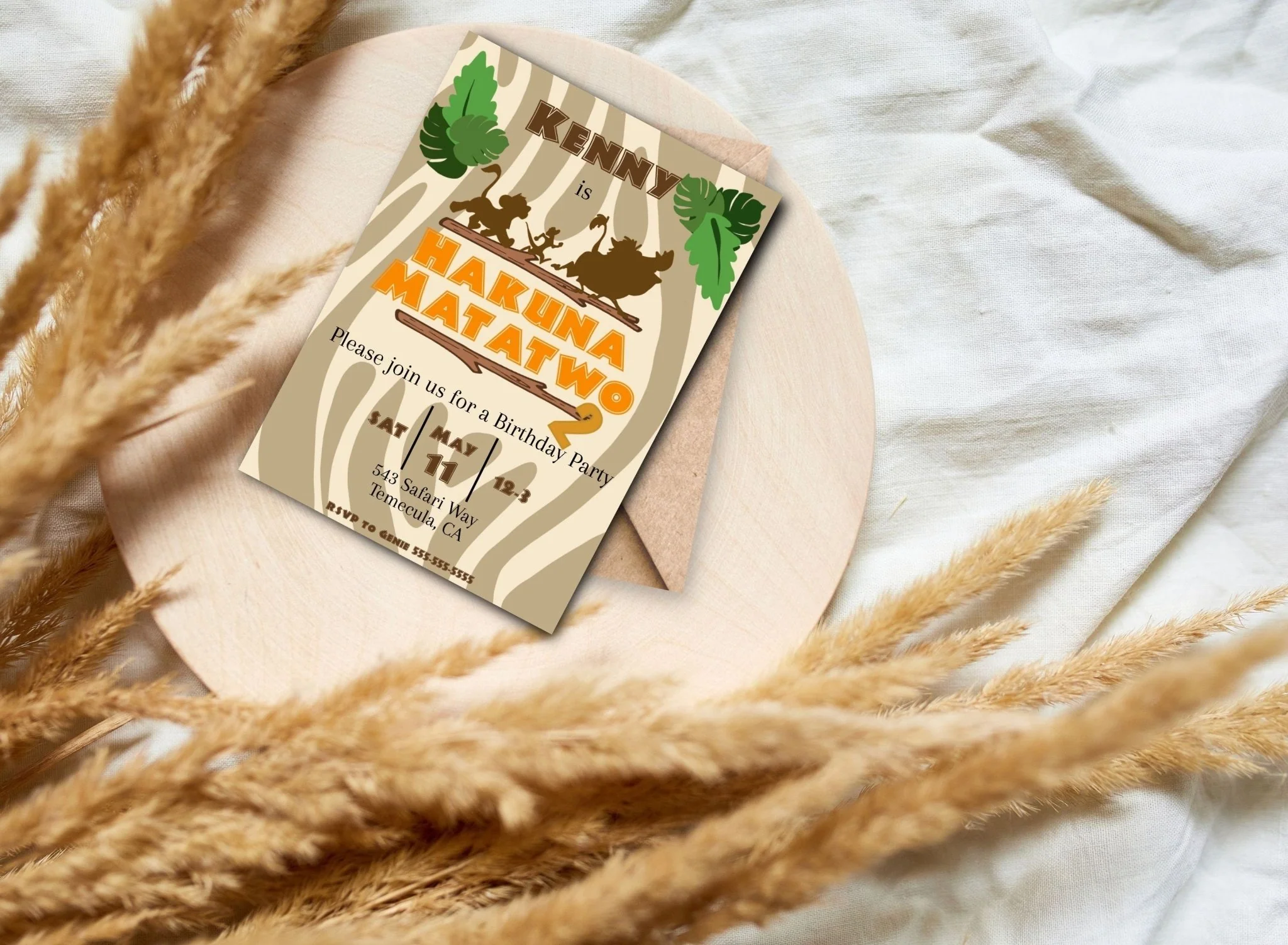 Hakuna MataTwo Birthday Invitation | Lion Birthday Invite Template | Fully Customizable | Safari theme | Hakuna Matata